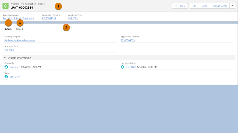 Set Up Program Term Application Timeline Record Page