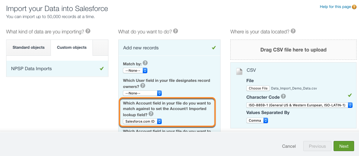 Upload Data from the Template