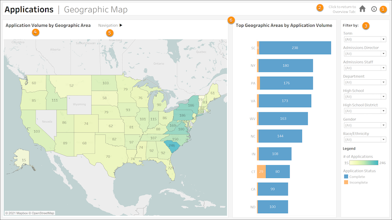 Geographic Map dashboard with sample data