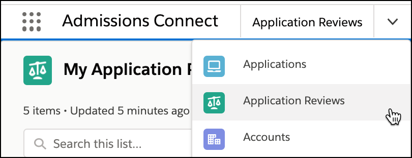Navigation menu with the Application Reviews item selected