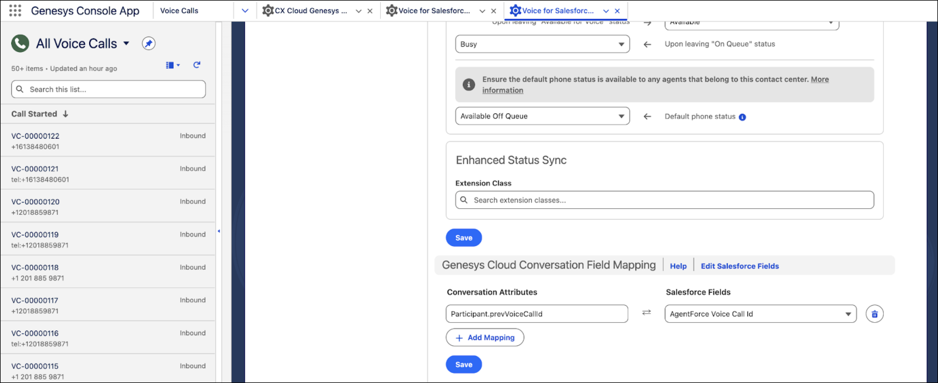 The Genesys Cloud Conversation field mapping