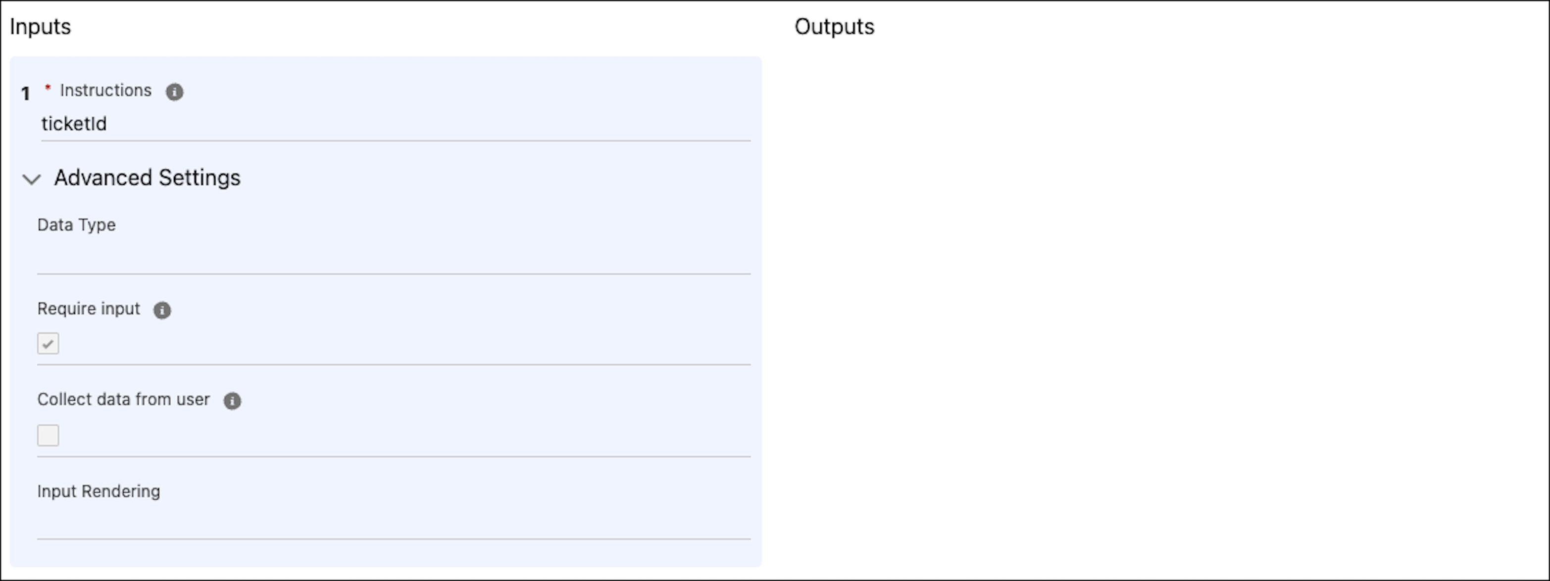 An empty output for an MCP tool action in the asset library