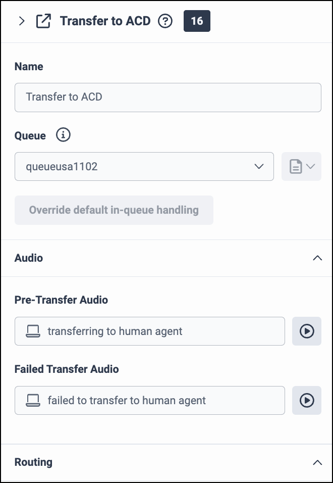 Transfer to ACD details