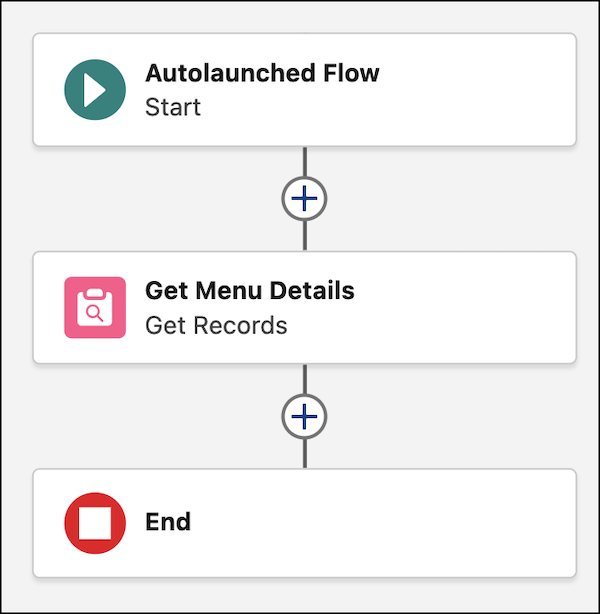 Autolaunched flow with the Get Menu Details element