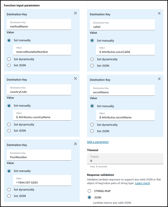 Amazon Connect Lambda function input parameters for reserveRoutableNumber