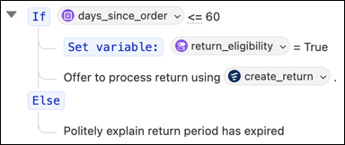 Variabeln return_eligibility satt till true i en instruktion