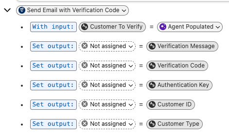 Expanded Send Email with Verification Code action.