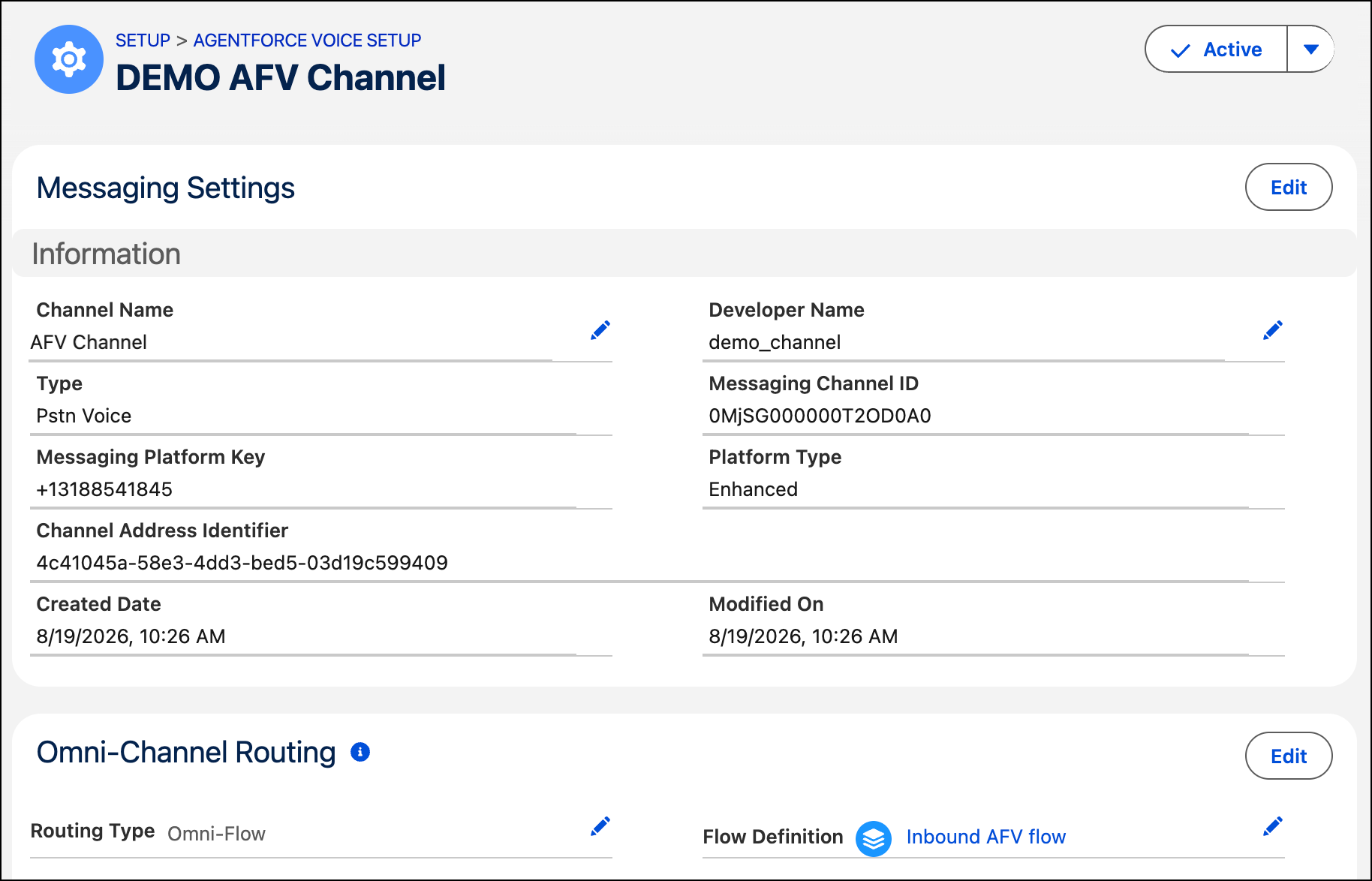 This page shows the channel details.