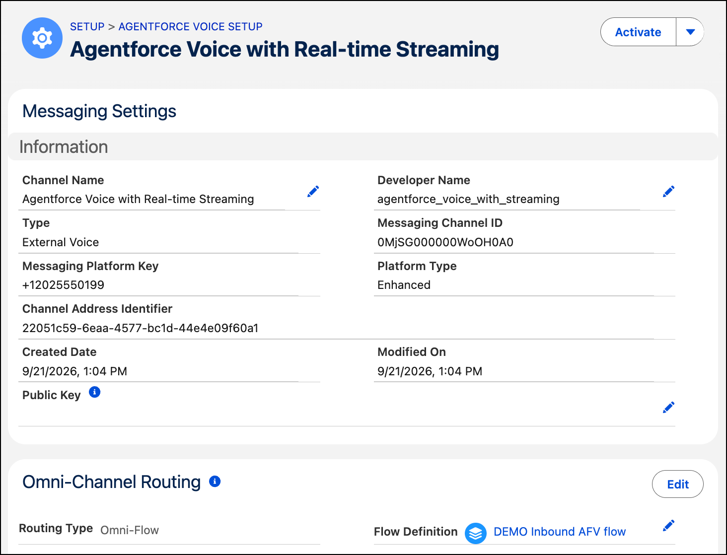 This page shows the channel details.