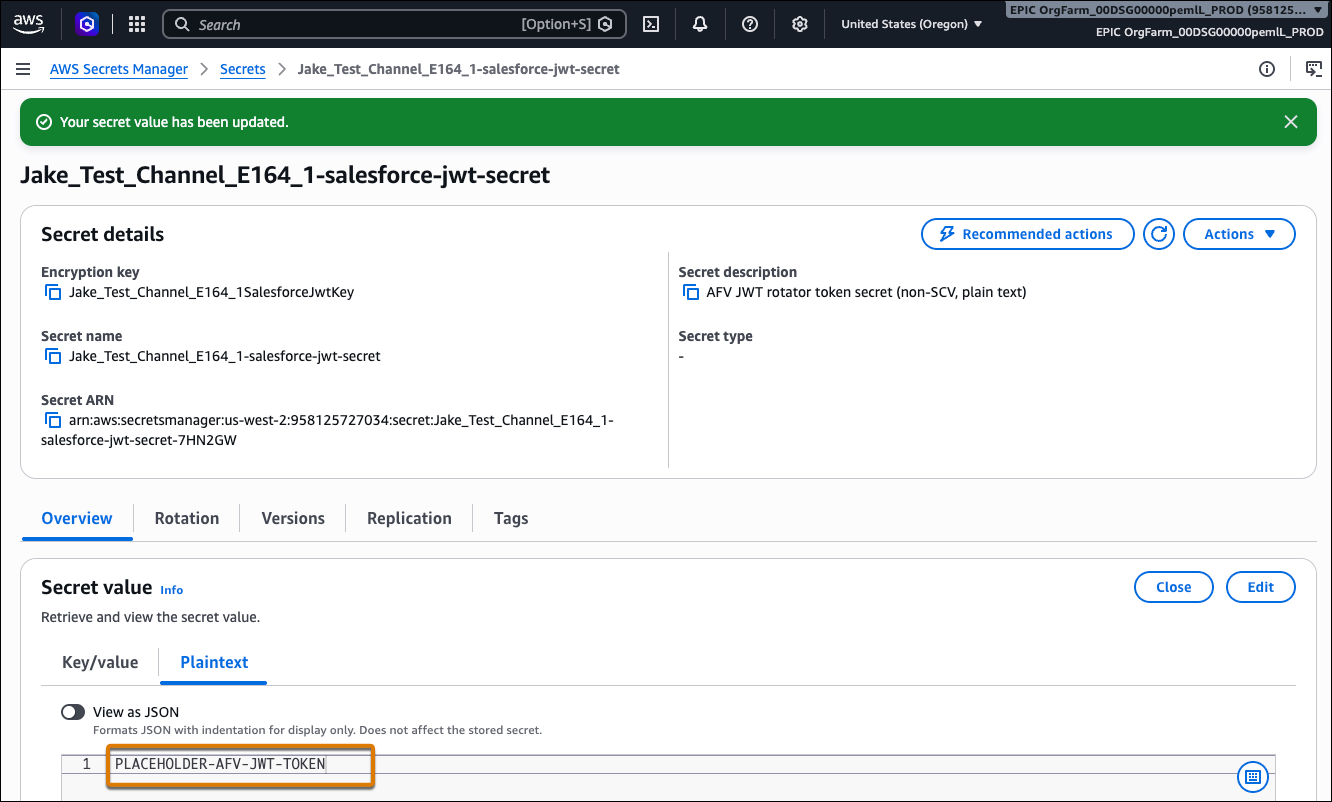 Placeholder value in the Salesforce JWT secret