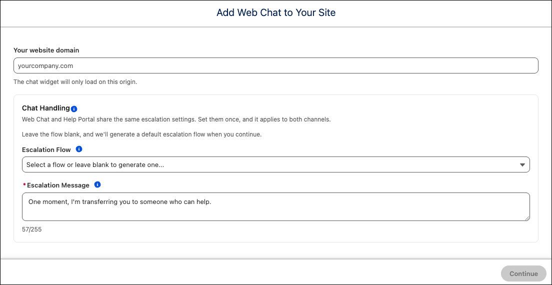 Website and web chat details