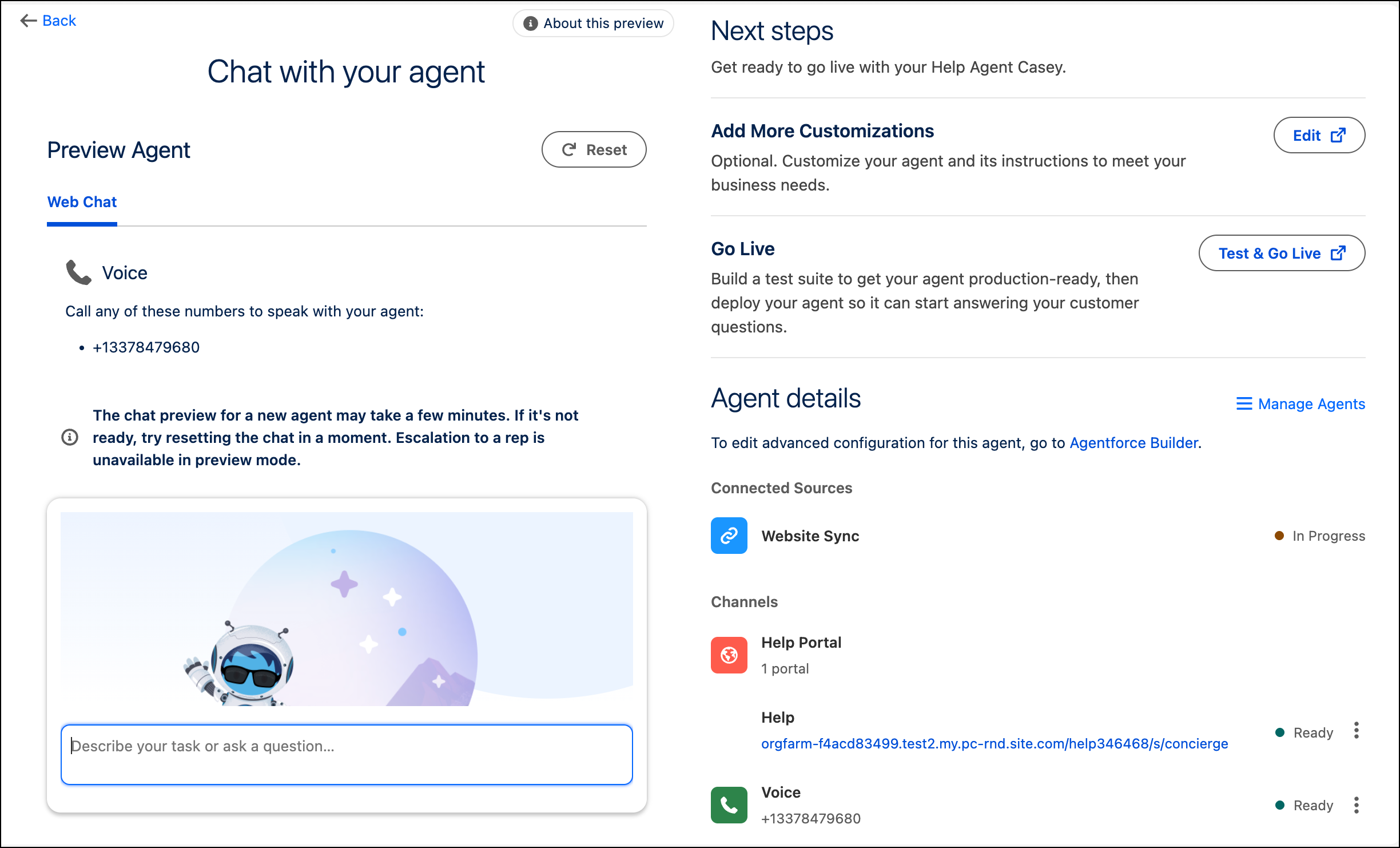 Take your agent for a spin, with Help Portal, Voice, and Web Chat