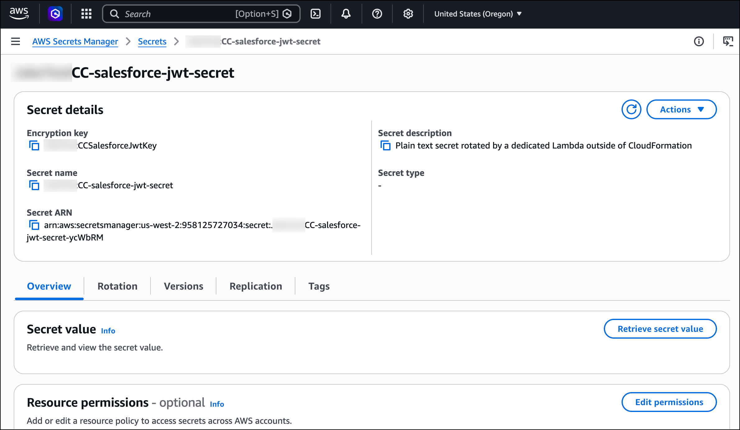 JWT stored in the Salesforce JWT secret