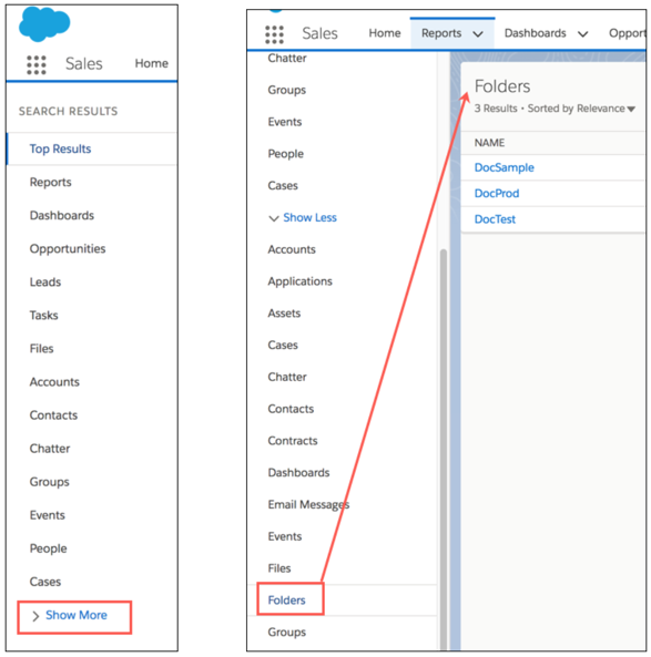 the Global Search area with the Show More interaction