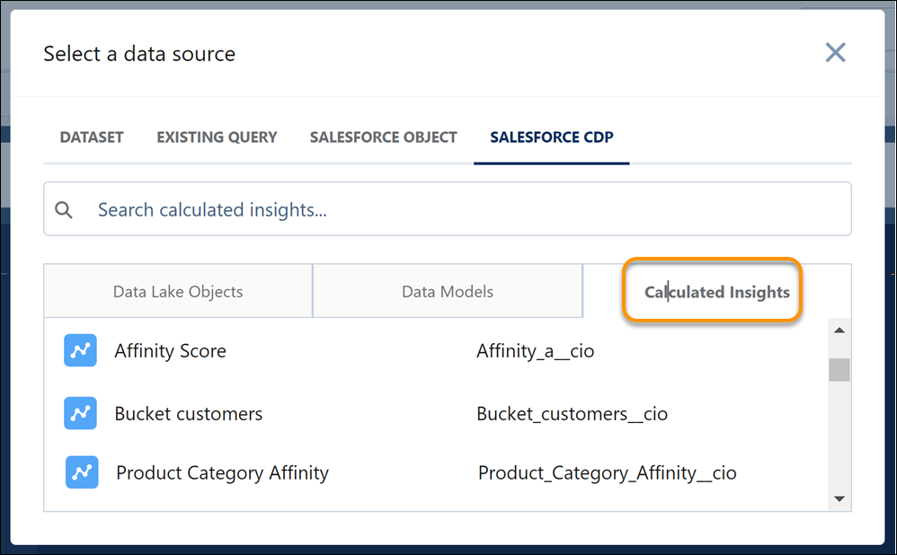 Datenquellentyp der berechneten Statistik für die Customer Data Platform-Datenabfrage
