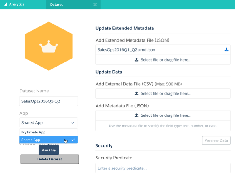 Freigeben eines Trend-Datensets in CRM Analytics