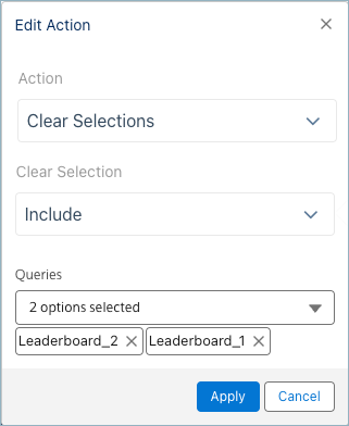 The Clear Selections action window