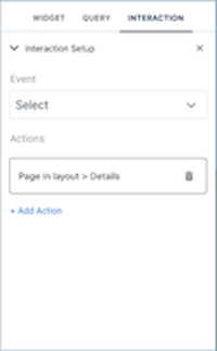 The Interaction section of the Widget Properties panel