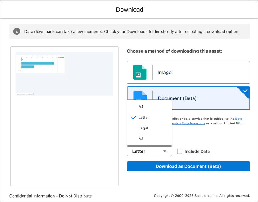 Selecting the document download option