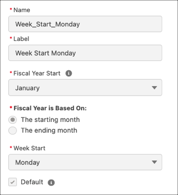 Enable fiscal year configuration in Data Prep Settings.