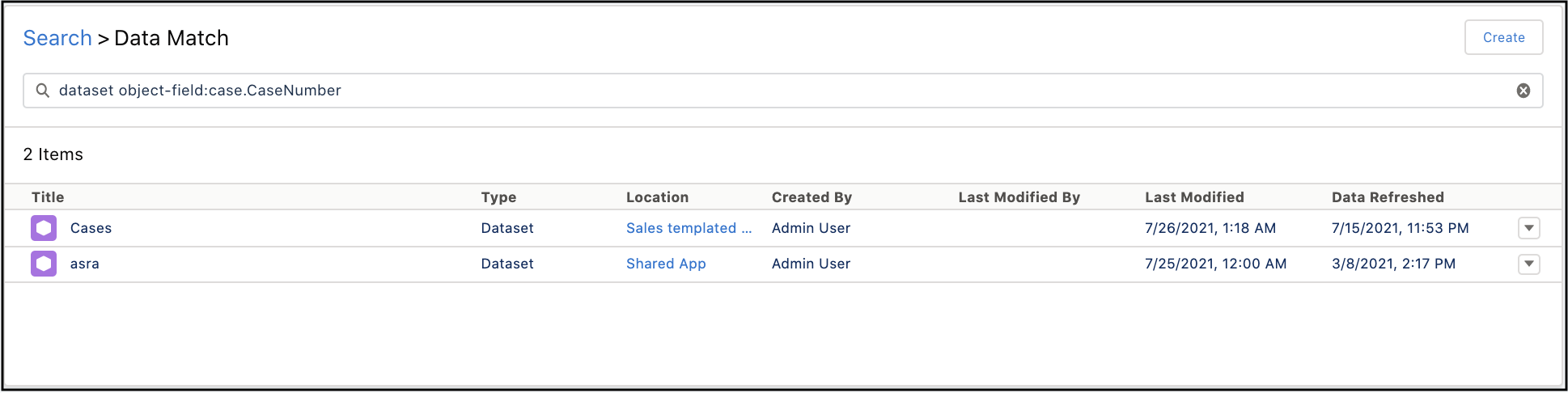 Semantic search on the Search > Data Match page