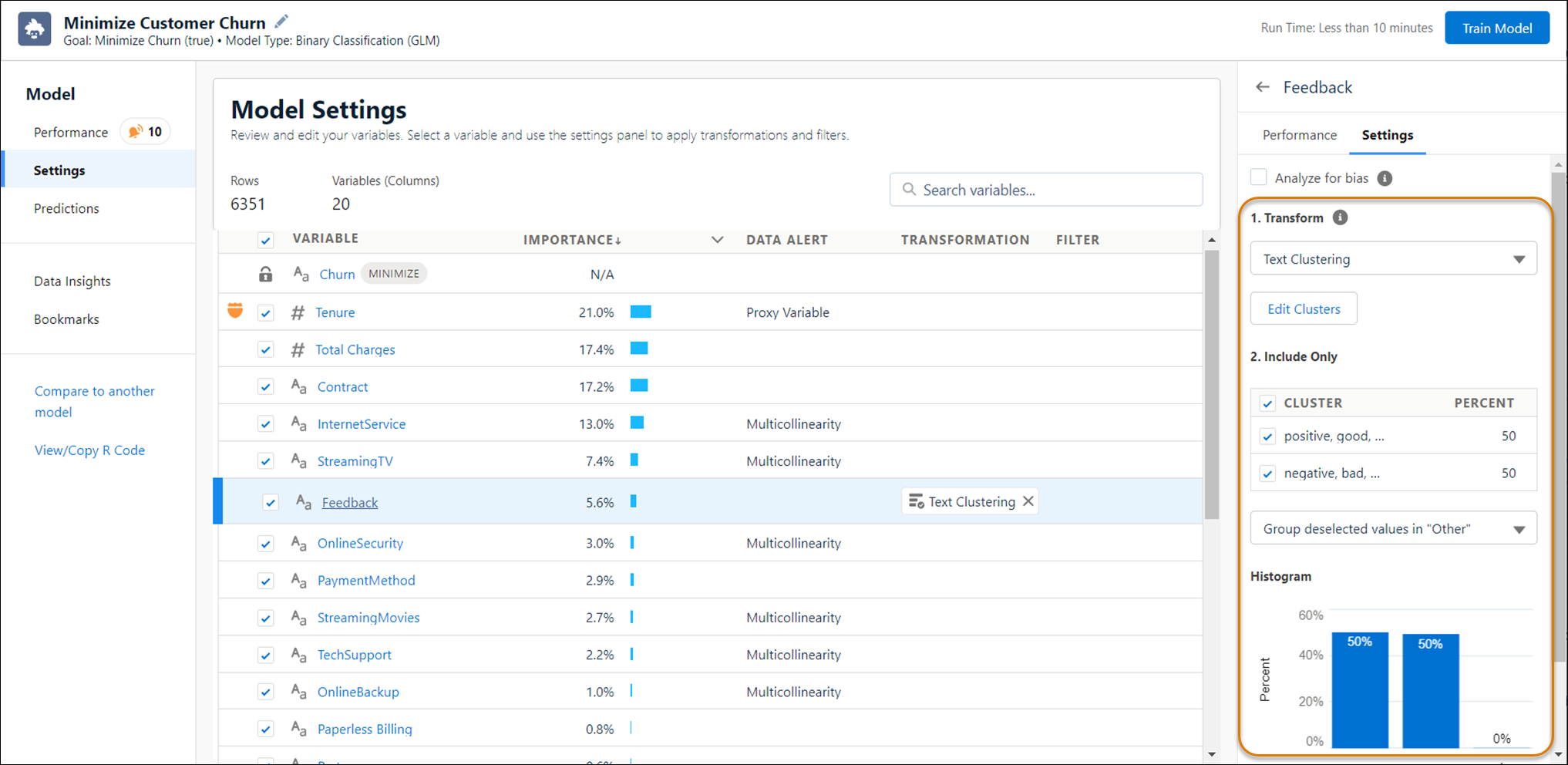 Text clustering results.