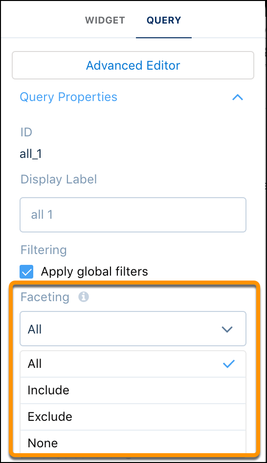 Selecting All in Faceting dropdown menu