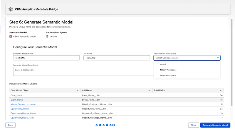 Generate a semantic model using the extended flow