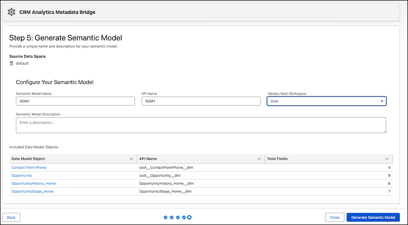 Generate semantic model page