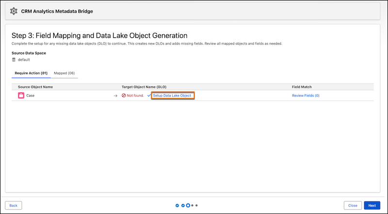 Selecting the option to set up DLO