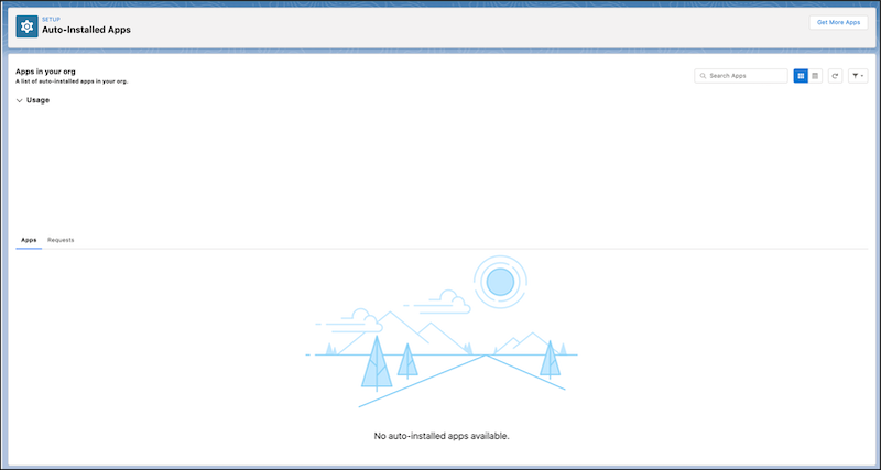 No installed apps exist in this org