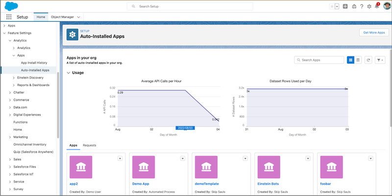 The main Auto-Installed Apps setup page