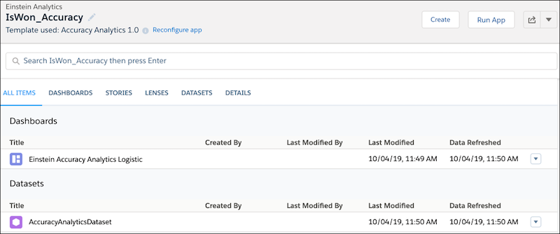 All Items tab for the Analyze Accuracy app
