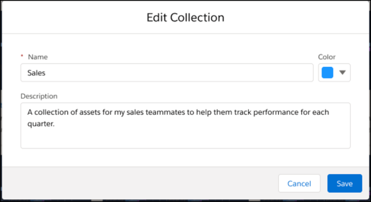 Editing collection properties.