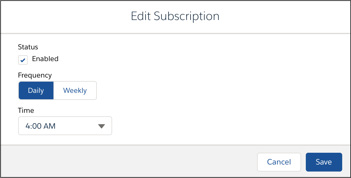 Diálogo Programar suscripciones