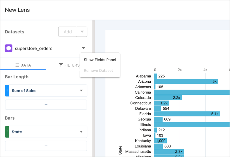 Pulsante campi della serie di dati di Analytics