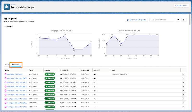 Apper-fanen viser to installerte apper