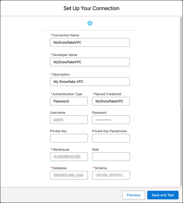 Het scherm Uw verbinding instellen toont de vereiste details die zijn ingevoerd.
