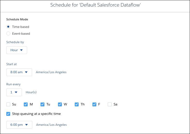 Agendar fluxo de dados por hora