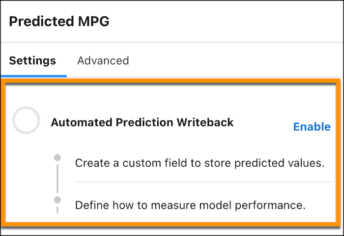 Página Gerenciador de modelo, mostrando o botão Habilitar atualização automática