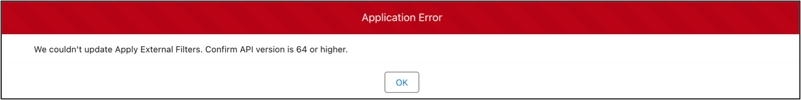 Eksterne filters API-fejl.