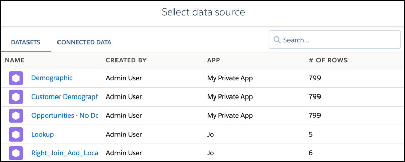 Dialogboksen Vælg datasæt
