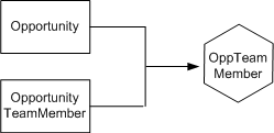 Objekterne Opportunity (Salgsmulighed) og OpportunityTeamMember indlæser data i OppTeamMember-datasættet.