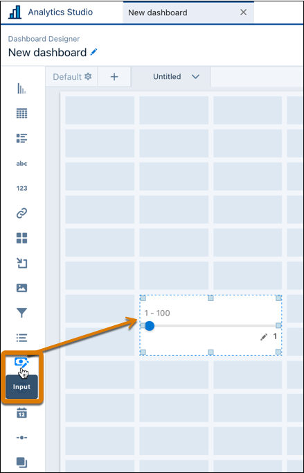 Aggiunta di un widget di input al cruscotto digitale