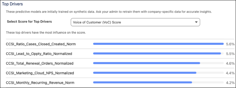 Top drivers for voice of customer.