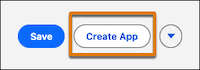 The Create App action for a Tableau Next template