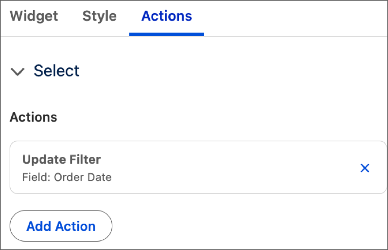 Add Action button on the Actions tab.