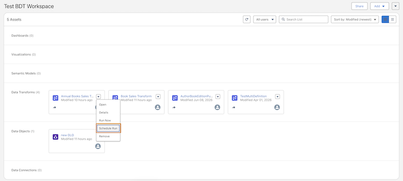 Schedule a Batch Data Transform
