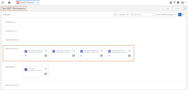 Accesso alle trasformazioni dati batch