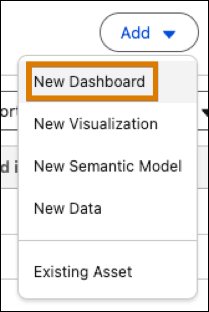 [新規ダッシュボード] メニュー